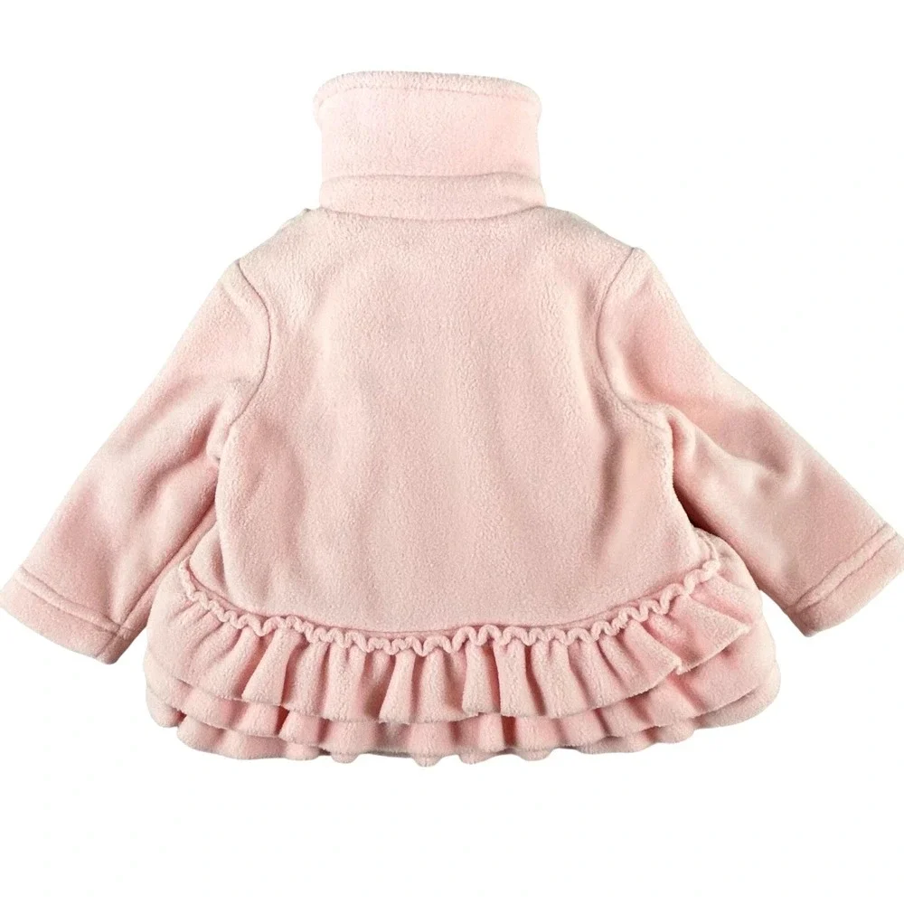 Kate Mack‎ Biscotti Pink Fleece Ruffle Rosette Jacket Baby Girl 9M 590EPA NEW